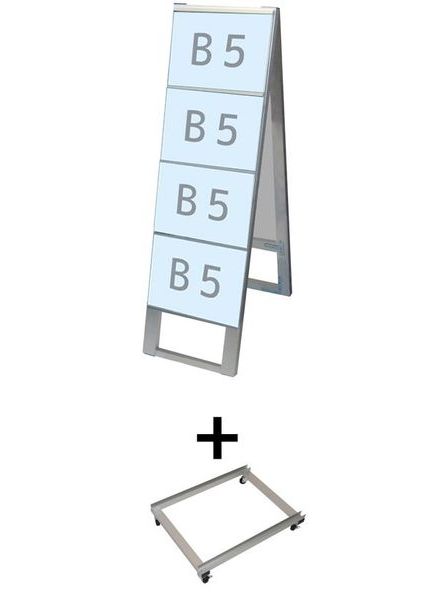 常磐精工 カードケーススタンド看板 B5横8両面 アームキャスターセット CCSK-B5Y8R-KSET|【店舗用品】