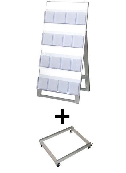 常磐精工 ディスプレイスタンド ケーススタンド看板 450幅4段片面 アームキャスターセット CSK-450X4K-KSET|【店舗用品】