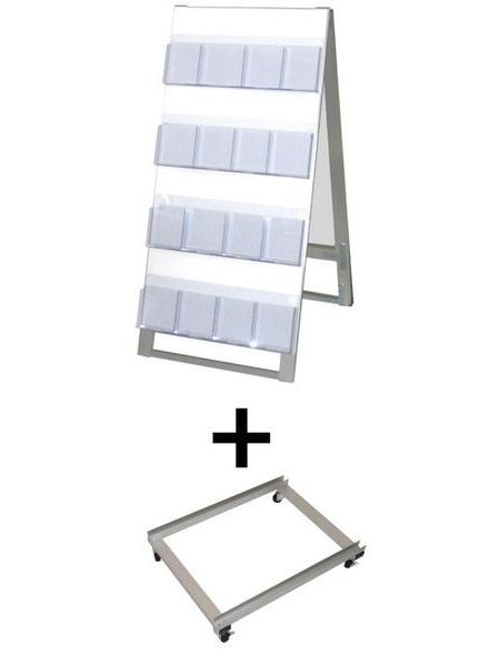 常磐精工 ディスプレイスタンド ケーススタンド看板 450幅4段両面 アームキャスターセット CSK-450X8R-KSET|【店舗用品】