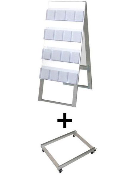 常磐精工 ディスプレイスタンド ケーススタンド看板 450幅4段両面ハイ アームキャスターセット CSK-450X8RH-KSET|【店舗用品】