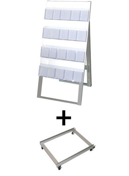 常磐精工 ディスプレイスタンド ケーススタンド看板 600幅4段片面ハイ アームキャスターセット CSK-600X4KH-KSET|【店舗用品】