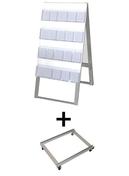 常磐精工 ディスプレイスタンド ケーススタンド看板 600幅4段両面ハイ アームキャスターセット CSK-600X8RH-KSET|【店舗用品】