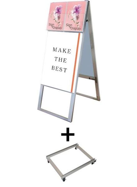 常磐精工 ポスタースタンド カタログケーススタンド看板 Dタイプ A2両面 アームキャスターセット KCSKD-A2R-KSET|【店舗用品】