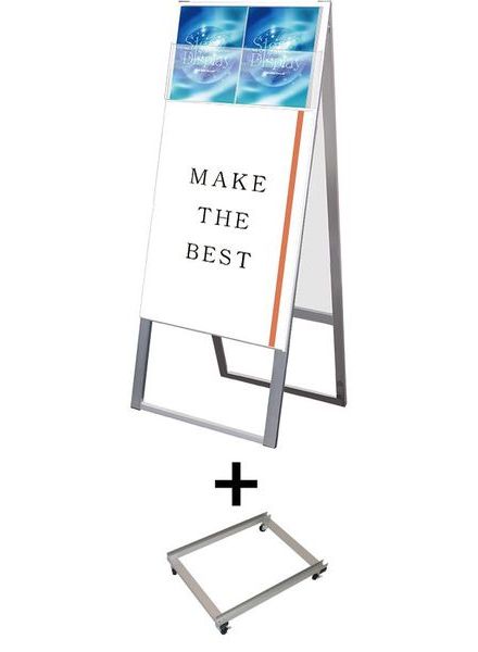 常磐精工 ポスタースタンド カタログケーススタンド看板 Dタイプ B2両面 アームキャスターセット KCSKD-B2R-KSET|【店舗用品】