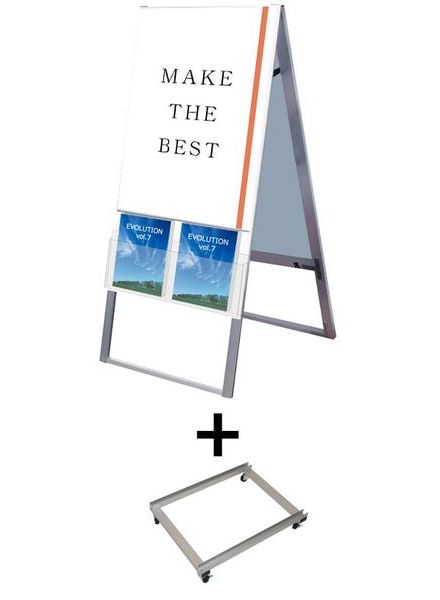 常磐精工 ポスタースタンド カタログケーススタンド看板 Uタイプ A1両面 アームキャスターセット KCSKU-A1R-KSET|【店舗用品】