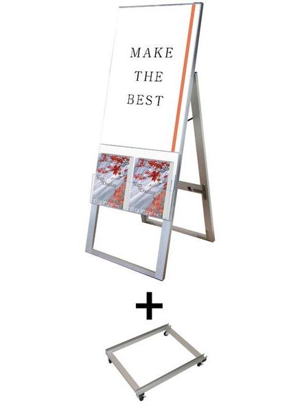 常磐精工 ポスタースタンド カタログケーススタンド看板 Uタイプ A2片面 アームキャスターセット KCSKU-A2K-KSET|【店舗用品】