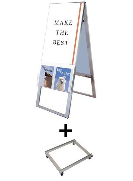 常磐精工 ポスタースタンド カタログケーススタンド看板 Uタイプ A2両面 アームキャスターセット KCSKU-A2R-KSET|【店舗用品】