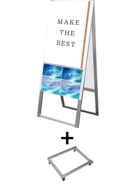 常磐精工 ポスタースタンド カタログケーススタンド看板 Uタイプ B2両面 アームキャスターセット KCSKU-B2R-KSET|【店舗用品】