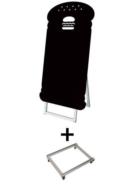 常磐精工 マーカースタンド ポップルスタンド看板シルエット 45×90片面ブラック ハンバーガー形 アームキャスターセット PPSKSL45X90K-BAG-KSET|【店舗用品】