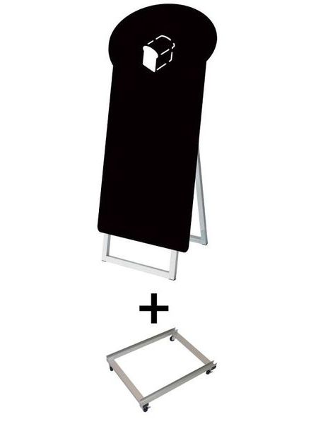 常磐精工 マーカースタンド ポップルスタンド看板シルエット 45×90片面ブラック パン形 アームキャスターセット PPSKSL45X90K-BEK-KSET|【店舗用品】