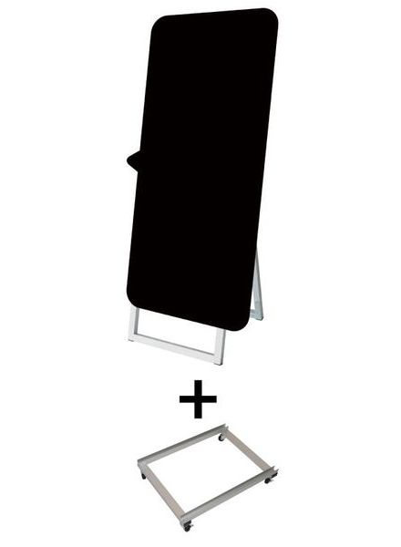 常磐精工 マーカースタンド ポップルスタンド看板シルエット 45×90片面ブラック ふきだし形（左） アームキャスターセット PPSKSL45X90K-FKL-KSET|【店舗用品】