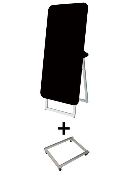 常磐精工 マーカースタンド ポップルスタンド看板シルエット 45×90片面ブラック ふきだし形（右） アームキャスターセット PPSKSL45X90K-FKR-KSET|【店舗用品】