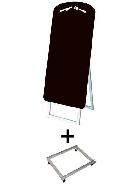 常磐精工 マーカースタンド ポップルスタンド看板シルエット 45×90片面ブラック ナイフフォーク形 アームキャスターセット PPSKSL45X90K-RSF-B-KSET|【店舗用品】
