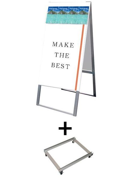 常磐精工 ポスタースタンド パンフレットケーススタンド看板 Dタイプ A1両面 アームキャスターセット PCSKD-A1R-KSET|【店舗用品】