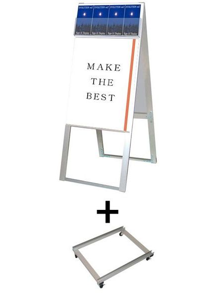 常磐精工 ポスタースタンド パンフレットケーススタンド看板 Dタイプ A2両面 アームキャスターセット PCSKD-A2R-KSET|【店舗用品】