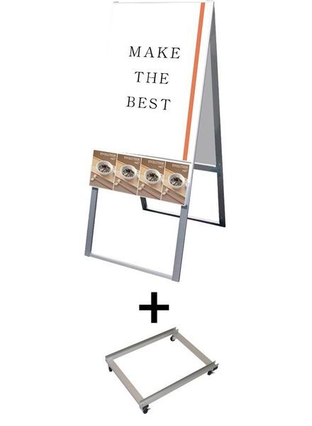 常磐精工 ポスタースタンド パンフレットケーススタンド看板 Uタイプ A1両面 アームキャスターセット PCSKU-A1R-KSET|【店舗用品】