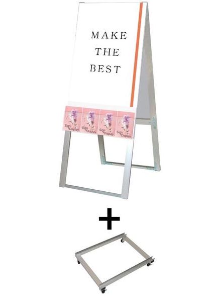 常磐精工 ポスタースタンド パンフレットケーススタンド看板 Uタイプ A2両面 アームキャスターセット PCSKU-A2R-KSET|【店舗用品】