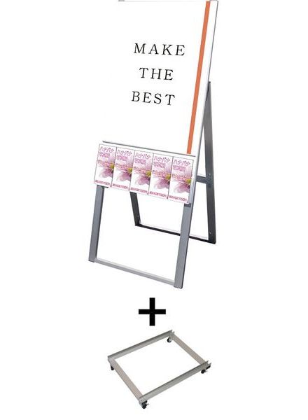 常磐精工 ポスタースタンド パンフレットケーススタンド看板 Uタイプ B2片面 アームキャスターセット PCSKU-B2K-KSET|【店舗用品】