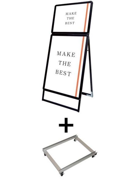 常磐精工 ポスタースタンド ポスターグリップスタンド看板コンビ(屋外用) A2A1片面ブラック アームキャスターセット PGSKC-A2A1KB-G-KSET|【店舗用品】