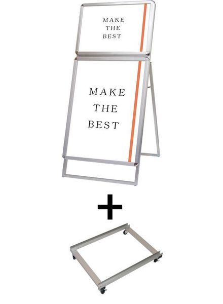 常磐精工 ポスタースタンド ポスターグリップスタンド看板コンビ(屋外用) A2A1片面シルバー アームキャスターセット PGSKC-A2A1KS-G-KSET|【店舗用品】
