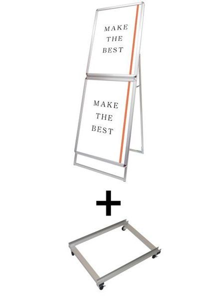 常磐精工 ポスタースタンド ポスターグリップスタンド看板コンビ(屋外用) B2B2片面シルバー アームキャスターセット PGSKC-B2B2KS-G-KSET|【店舗用品】