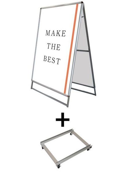 常磐精工 ポスタースタンド ポスターグリップスタンド看板 屋外用 A0両面シルバー アームキャスターセット PGSK-A0RS-G-KSET|【店舗用品】