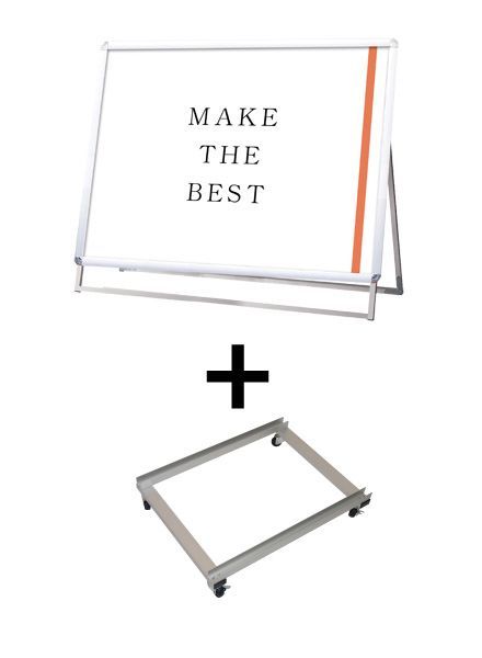 常磐精工 ポスタースタンド ポスターグリップスタンド看板 屋外用 A0横ロウ片面シルバー アームキャスターセット PGSK-A0YLKS-G-KSET|【店舗用品】