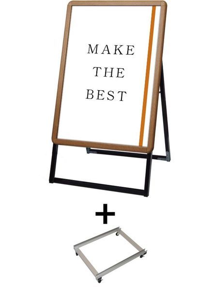 常磐精工 ポスタースタンド ポスターグリップスタンド看板 屋外用 A1 片面 木目 アームキャスターセット PGSK-A1KM-G-KSET|【店舗用品】