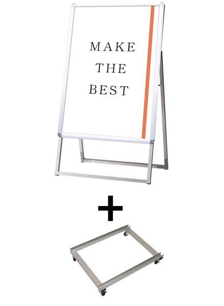 常磐精工 ポスタースタンド ポスターグリップスタンド看板 屋外用 A1片面シルバー アームキャスターセット PGSK-A1KS-G-KSET|【店舗用品】