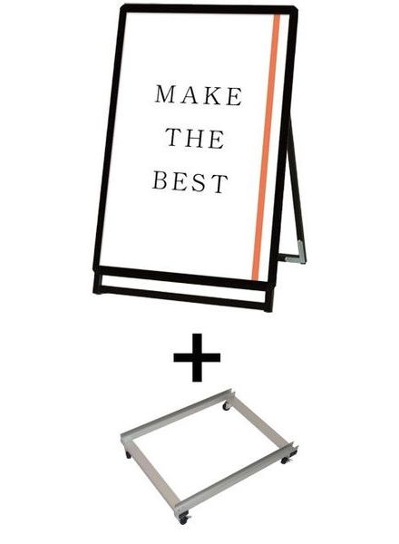 常磐精工 ポスタースタンド ポスターグリップスタンド看板 屋内用 A1ロウ片面ブラック アームキャスターセット PGSK-A1LKB-KSET|【店舗用品】