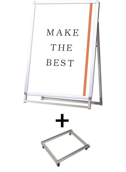 常磐精工 ポスタースタンド ポスターグリップスタンド看板 屋内用 A1ロウ片面シルバー アームキャスターセット PGSK-A1LKS-KSET|【店舗用品】