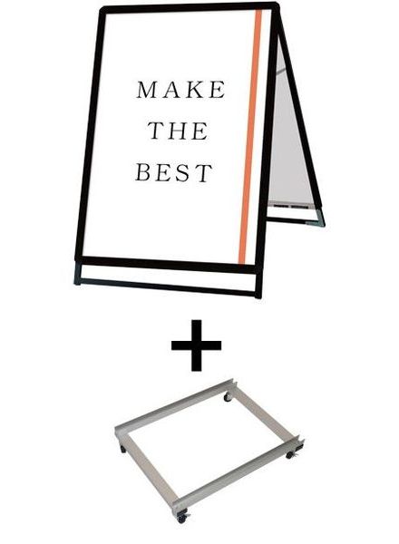 常磐精工 ポスタースタンド ポスターグリップスタンド看板 屋外用 A1ロウ両面ブラック アームキャスターセット PGSK-A1LRB-G-KSET|【店舗用品】