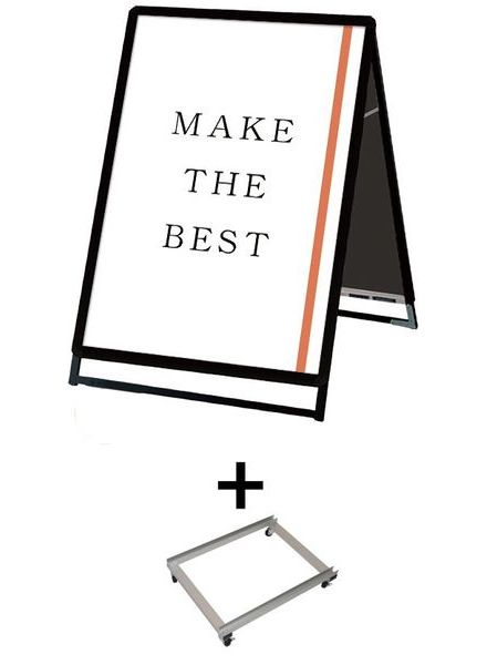 常磐精工 ポスタースタンド ポスターグリップスタンド看板 屋内用 A1ロウ両面ブラック アームキャスターセット PGSK-A1LRB-KSET|【店舗用品】