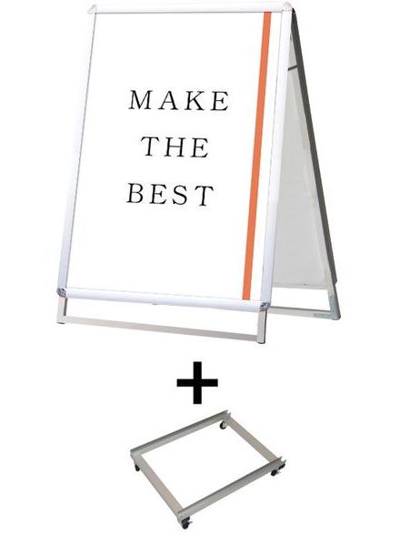 常磐精工 ポスタースタンド ポスターグリップスタンド看板 屋外用 A1ロウ両面シルバー アームキャスターセット PGSK-A1LRS-G-KSET|【店舗用品】