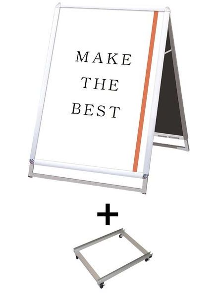 常磐精工 ポスタースタンド ポスターグリップスタンド看板 屋内用 A1ロウ両面シルバー アームキャスターセット PGSK-A1LRS-KSET|【店舗用品】