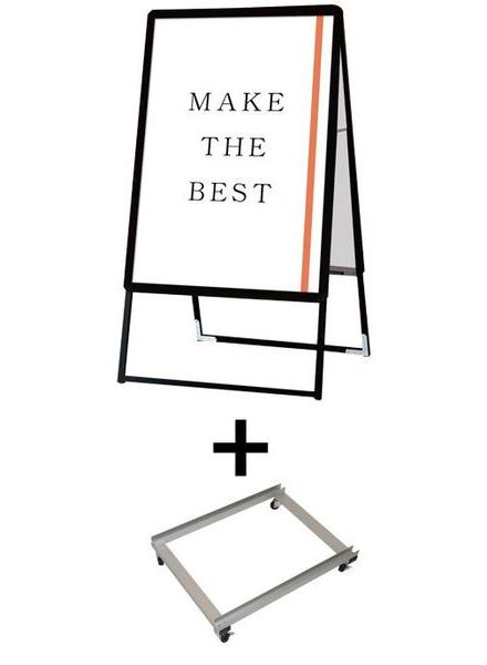 常磐精工 ポスタースタンド ポスターグリップスタンド看板 屋外用 A1両面ブラック アームキャスターセット PGSK-A1RB-G-KSET|【店舗用品】