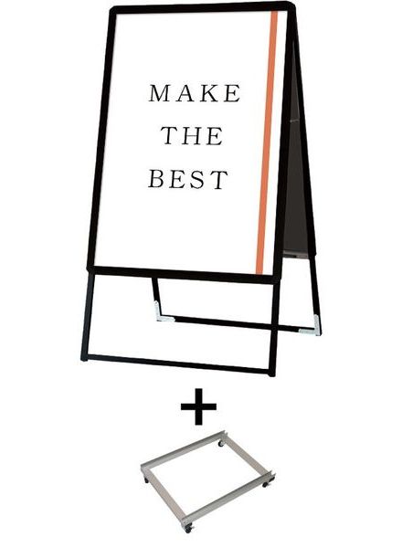 常磐精工 ポスタースタンド ポスターグリップスタンド看板 屋内用 A1両面ブラック アームキャスターセット PGSK-A1RB-KSET|【店舗用品】