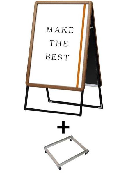 常磐精工 ポスタースタンド ポスターグリップスタンド看板 屋内用 A1 両面 木目 アームキャスターセット PGSK-A1RM-KSET|【店舗用品】