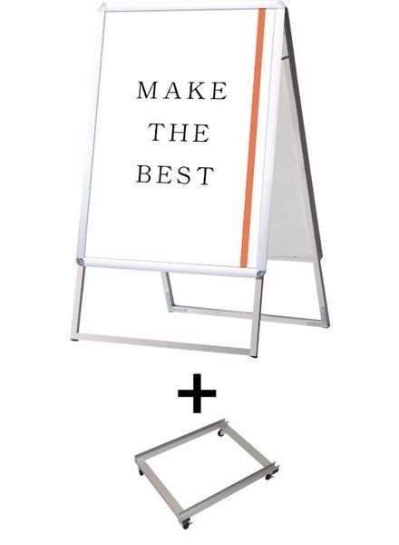 常磐精工 ポスタースタンド ポスターグリップスタンド看板 屋外用 A1両面シルバー アームキャスターセット PGSK-A1RS-G-KSET|【店舗用品】