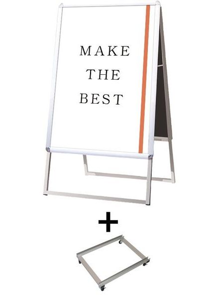 常磐精工 ポスタースタンド ポスターグリップスタンド看板 屋内用 A1両面シルバー アームキャスターセット PGSK-A1RS-KSET|【店舗用品】