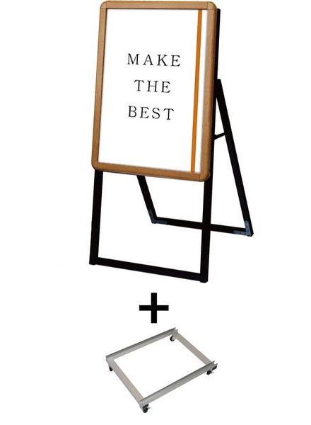 常磐精工 ポスタースタンド ポスターグリップスタンド看板 屋内用 A2 片面 木目 アームキャスターセット PGSK-A2KM-KSET|【店舗用品】