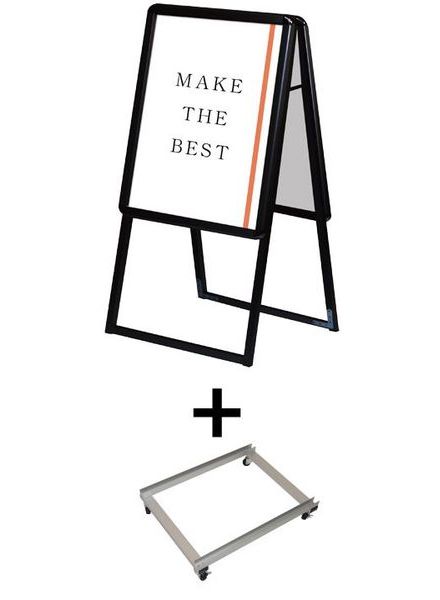 常磐精工 ポスタースタンド ポスターグリップスタンド看板 屋外用 A2両面ブラック アームキャスターセット PGSK-A2RB-G-KSET|【店舗用品】