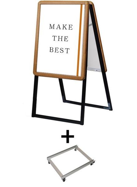 常磐精工 ポスタースタンド ポスターグリップスタンド看板 屋外用 A2 両面 木目 アームキャスターセット PGSK-A2RM-G-KSET|【店舗用品】