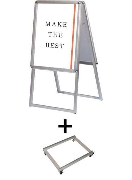 常磐精工 ポスタースタンド ポスターグリップスタンド看板 屋外用 A2両面シルバー アームキャスターセット PGSK-A2RS-G-KSET|【店舗用品】