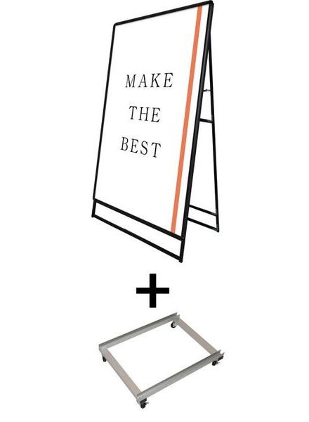 常磐精工 ポスタースタンド ポスターグリップスタンド看板 屋外用 B0片面ブラック アームキャスターセット PGSK-B0KB-G-KSET|【店舗用品】