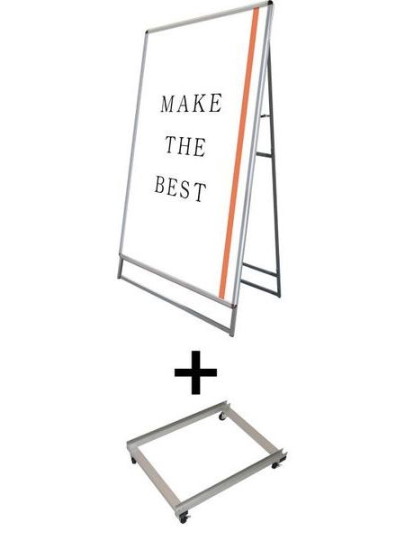 常磐精工 ポスタースタンド ポスターグリップスタンド看板 屋外用 B0片面シルバー アームキャスターセット PGSK-B0KS-G-KSET|【店舗用品】