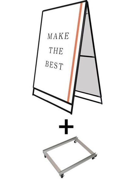 常磐精工 ポスタースタンド ポスターグリップスタンド看板 屋外用 B0両面ブラック アームキャスターセット PGSK-B0RB-G-KSET|【店舗用品】