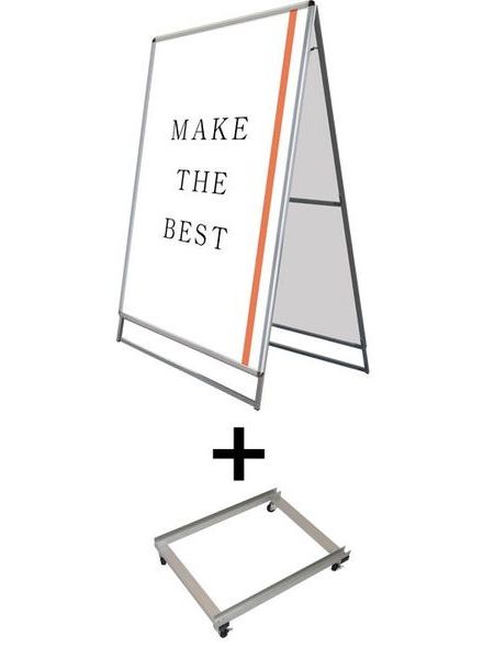 常磐精工 ポスタースタンド ポスターグリップスタンド看板 屋外用 B0両面シルバー アームキャスターセット PGSK-B0RS-G-KSET|【店舗用品】