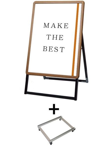 常磐精工 ポスタースタンド ポスターグリップスタンド看板 屋外用 B1 片面 木目 アームキャスターセット PGSK-B1KM-G-KSET|【店舗用品】