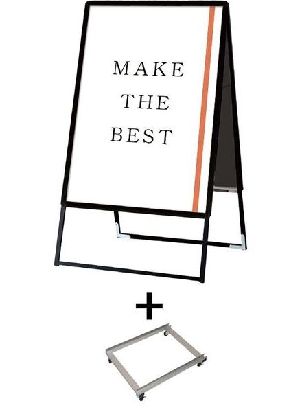 常磐精工 ポスタースタンド ポスターグリップスタンド看板 屋内用 B1両面ブラック アームキャスターセット PGSK-B1RB-KSET|【店舗用品】